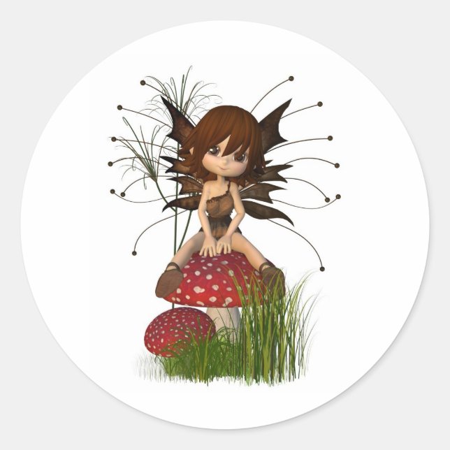 Niedlich Toon Herbstmühle und Toadstool Runder Aufkleber (Vorderseite)