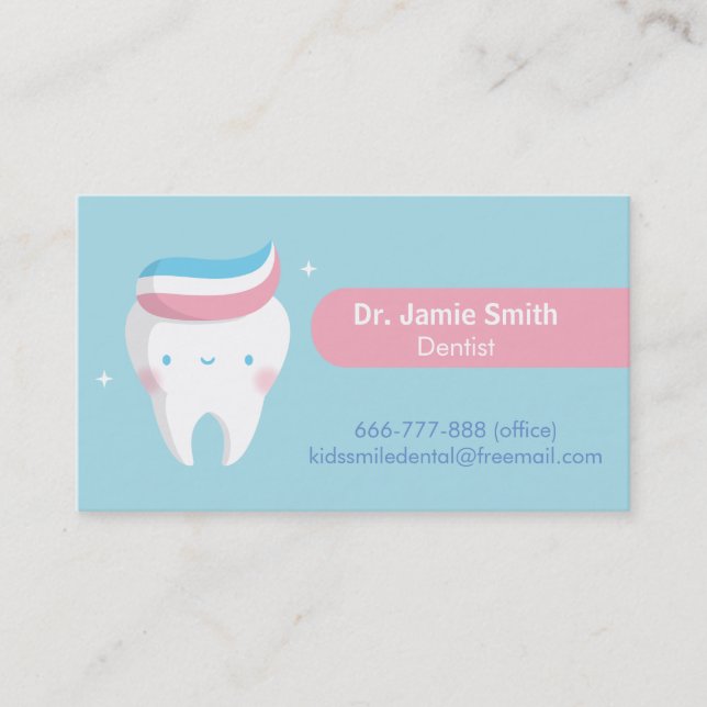 Niedlich Tooth Zahnpasta Hair Dental Business Card Visitenkarte (Vorderseite)