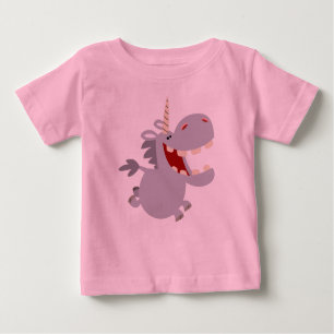 Niedlich Toothy Cartoon Unicorn Baby T - Shirt