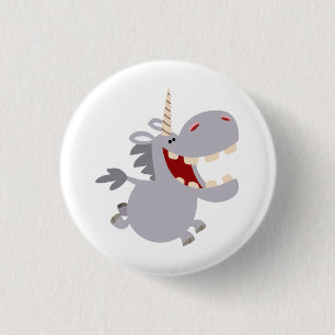 Niedlich Toothy Cartoon Unicorn Button Abzeichen