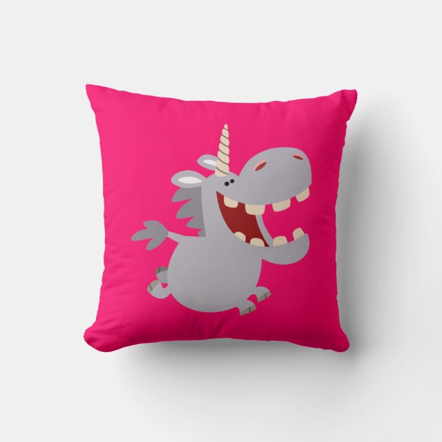 Niedlich Toothy Cartoon Unicorn Kissen (Vorderseite)