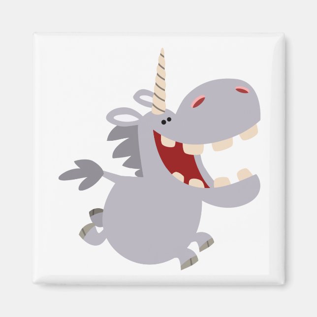 Niedlich Toothy Cartoon Unicorn Magnet (Vorne)
