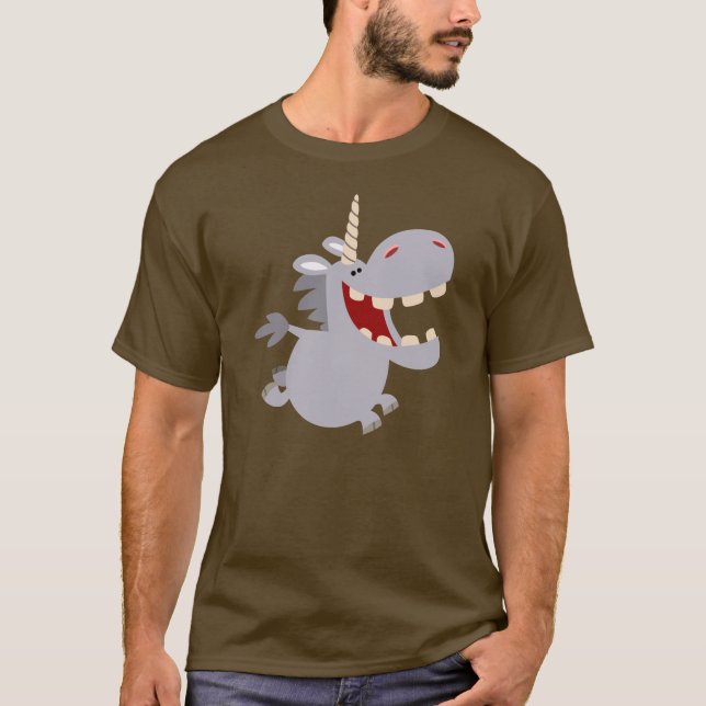 Niedlich Toothy Cartoon Unicorn T - Shirt (Vorderseite)