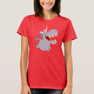 Niedlich Toothy Cartoon Unicorn T - Shirt