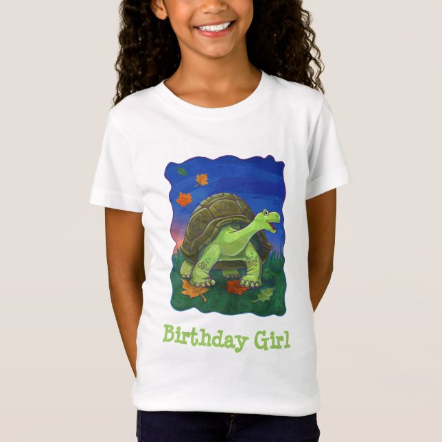 Niedlich Tortoise Birthday Girl T - Shirt (Vorderseite)