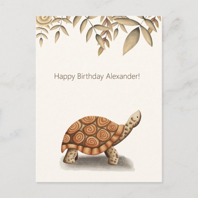 Niedlich Tortoise Brown Personalisiert Geburtstag Postkarte (Vorderseite)
