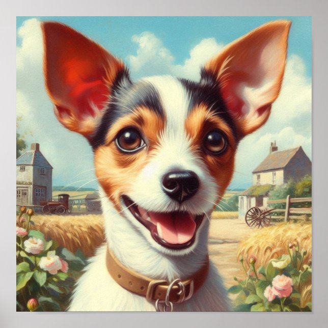 Niedlich Toy Fox Terrier Painting Poster (Vorne)
