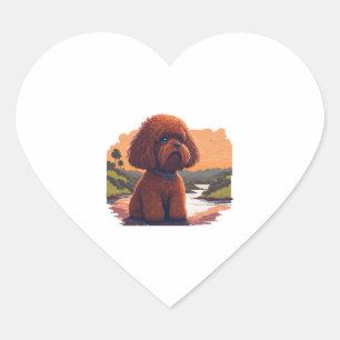 Niedlich Toy Poodle Herz-Aufkleber