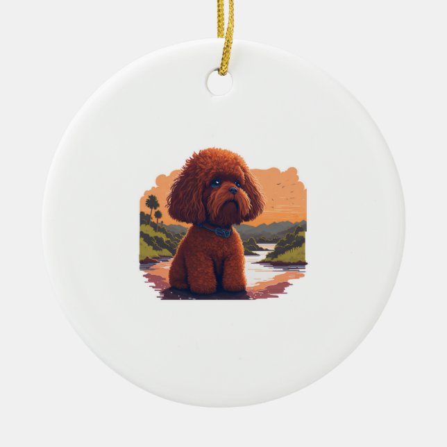 Niedlich Toy Poodle Keramik Ornament (Vorne)