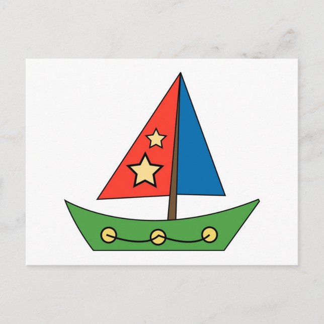 Niedlich Toy Sailboat Postkarte (Vorderseite)