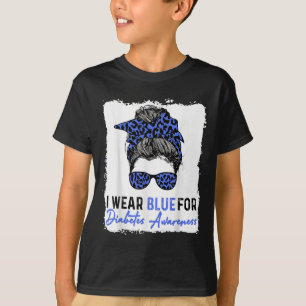 Niedlich trage ich Blau für Diabetes, Leopard T-Shirt