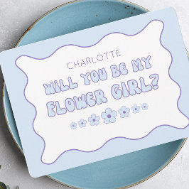 Niedlich Trendy Blue Personalisiert Flower Girl Vo Karte