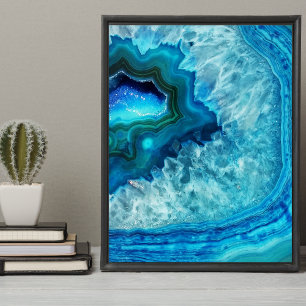 Niedlich Trendy Bright Blue Türkise Crystal Geode Poster