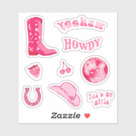 Niedlich Trendy Girly Pink Cowgirl 70er Ästhetisch Aufkleber