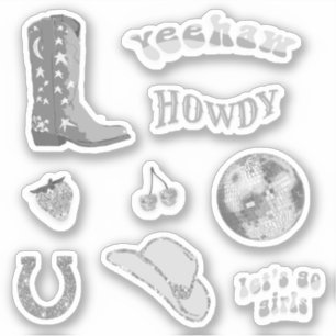 Niedlich Trendy Girly Silver Cowgirl 70er Ästhetis Aufkleber