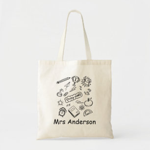 Niedlich Trendy Minimal Personalisiert Teacher Tragetasche
