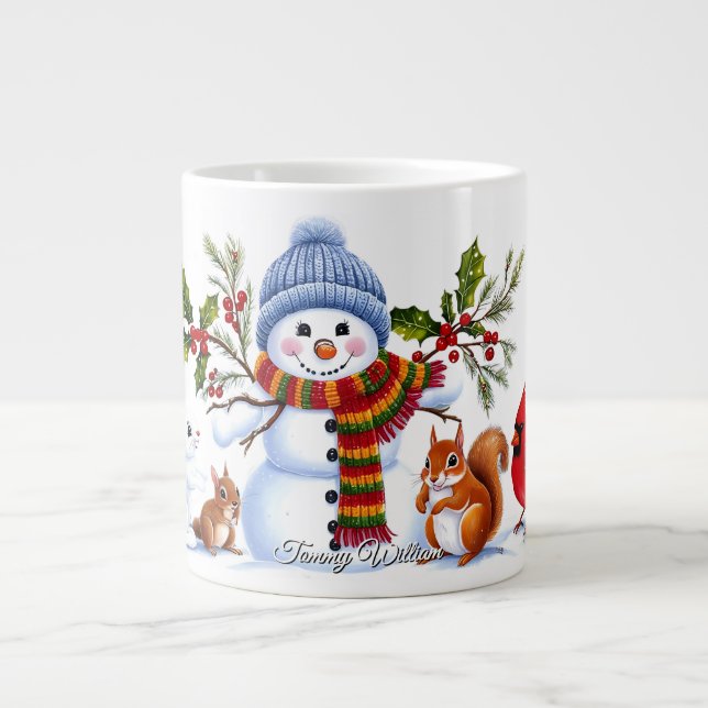 Niedlich Trendy Modern Funny Christmas Jumbo-Tasse (Vorderseite)
