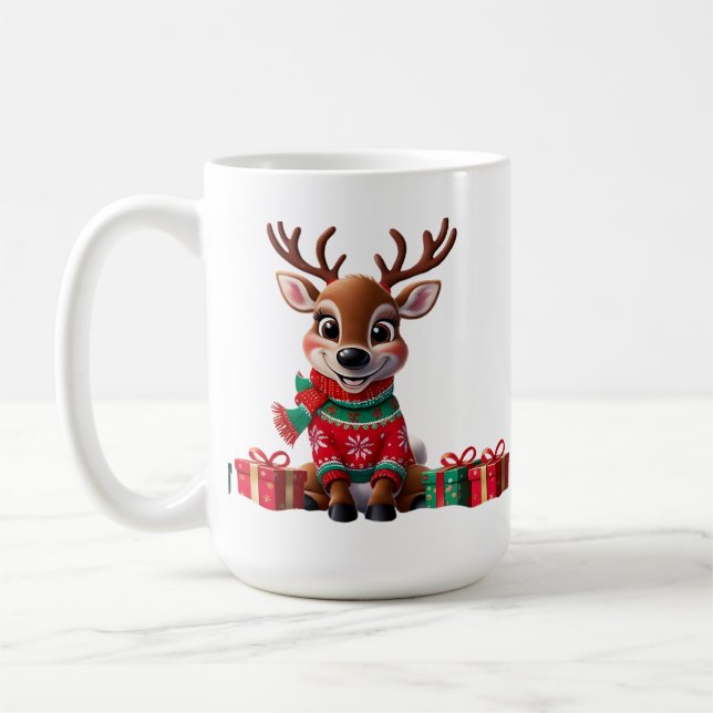 Niedlich Trendy Moderner Spaß Weihnachten Kaffeetasse (Links)