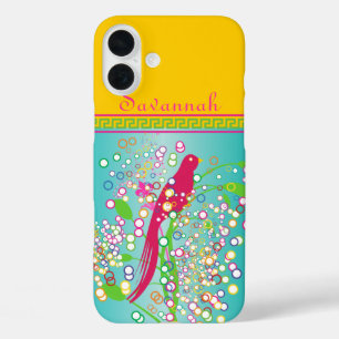 Niedlich Trendy Pink Schlucken Bird Circle Burst A iPhone 16 Plus Hülle