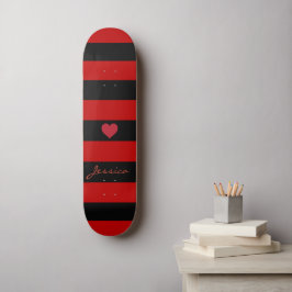 Niedlich Trendy Red Black Stripes Personalisiertes Skateboard