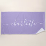 Niedlich Trendy Script Name Personalisiert Lavende Strandtuch<br><div class="desc">Niedliches trendy Script Name Personalisiert Beach Handtuch in Lavender Lila</div>
