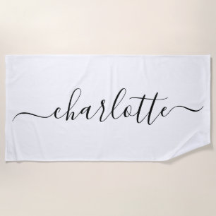 Niedlich Trendy Script Name Personalisiert White Strandtuch