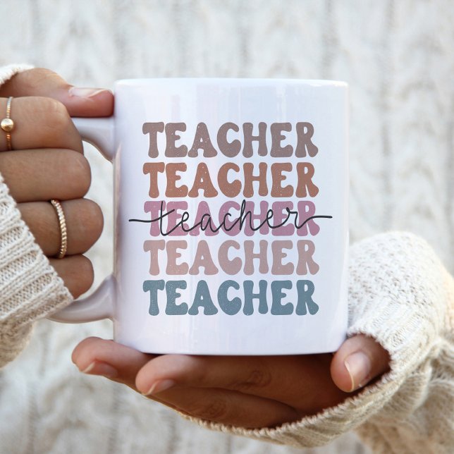 Niedlich Trendy Teacher Pastel gestapelt Zweifarbige Tasse (Von Creator hochgeladen)