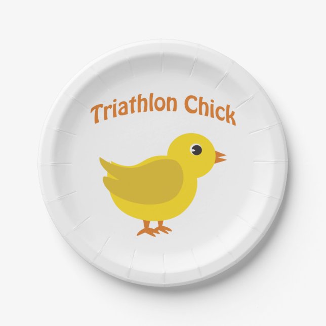 Niedlich Triathlon Chick Pappteller (Vorderseite)