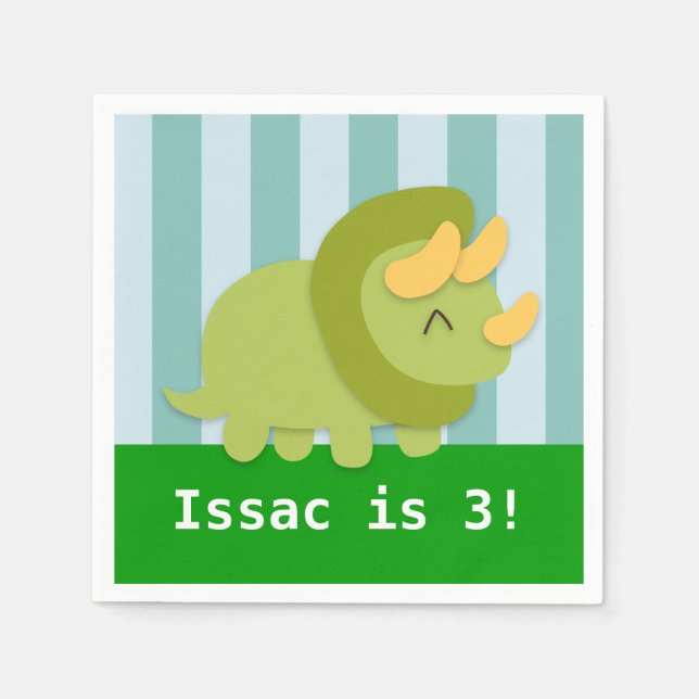 Niedlich Triceratops Dinosaur Geburtstagsparty Serviette (Vorderseite)