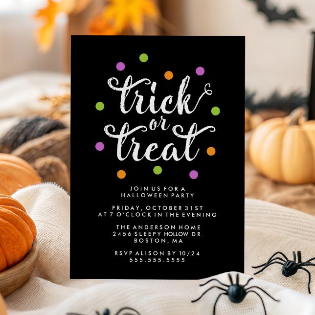 Niedlich Trick oder Treat Confetti Halloween-Party Einladung (Von Creator hochgeladen)