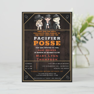 Niedlich Triplets Schnuller Posse Wild West Baby D Einladung