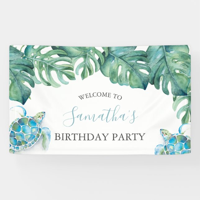 Niedlich Tropical Luau Birthday Banner (Horizontal)