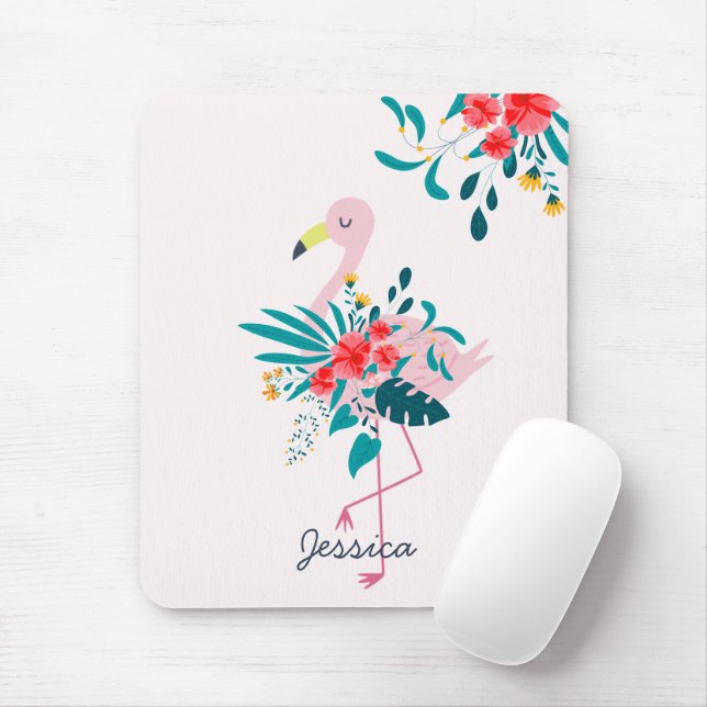 Niedlich tropisches Flamingo Personalisiert Mousepad (Mit Mouse)