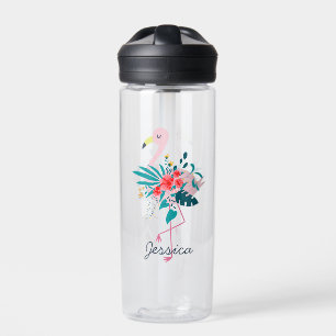 Niedlich tropisches Flamingo Personalisiert Trinkflasche