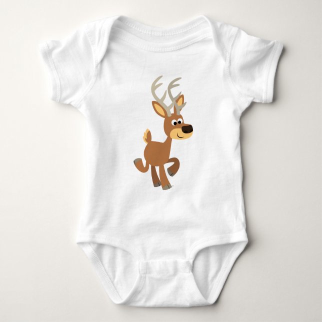 Niedlich Trotting Cartoon Deer Baby Bekleidung Baby Strampler (Vorderseite)