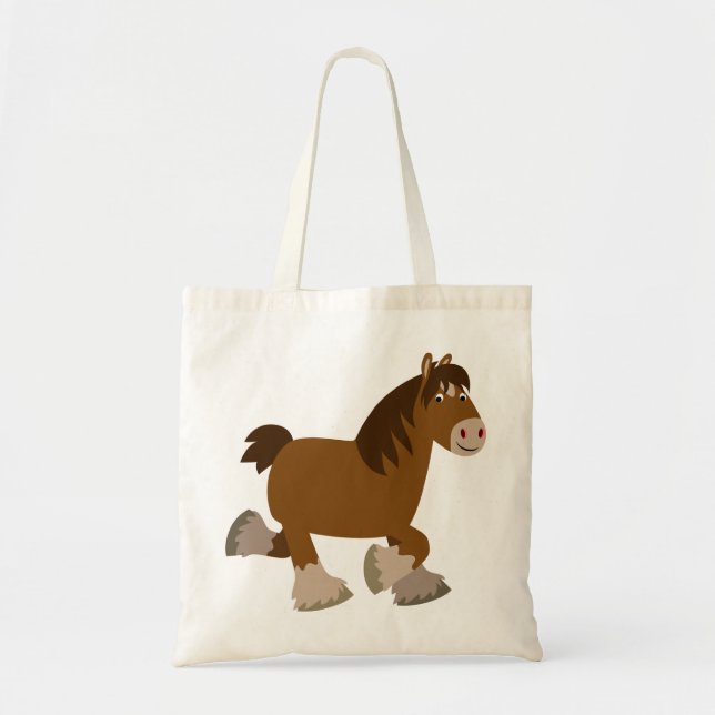Niedlich Trotting Cartoon Shire Horse Bag Tragetasche (Vorne)