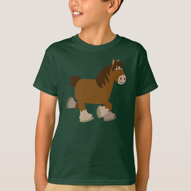 Niedlich Trotting Cartoon Shire Horse Children T - T-Shirt (Vorderseite)