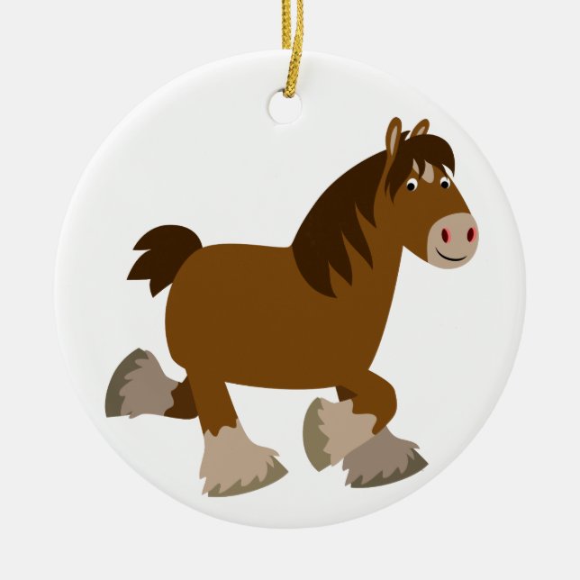 Niedlich Trotting Cartoon Shire Horse Ornament (Vorne)