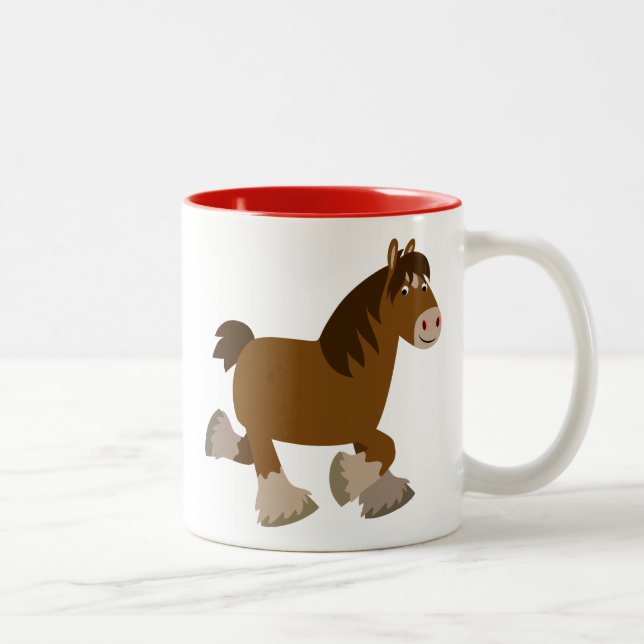 Niedlich Trotting Cartoon Shire Horse Tasse (Rechts)