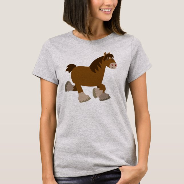 Niedlich Trotting Cartoon Shire Horse Women T - Sh T-Shirt (Vorderseite)