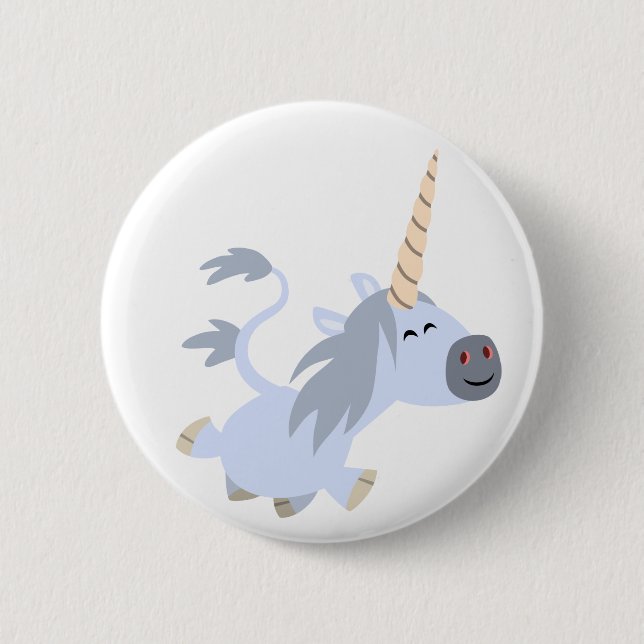 Niedlich Trotting Cartoon Unicorn Button Abzeichen (Vorderseite)