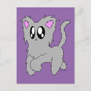 Niedlich Trotting Scruffy Cartoon Gray Kitten Postkarte