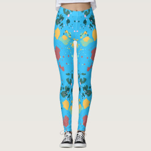 Niedlich Türkis, gelb lackiertes Spritzer Muster Leggings
