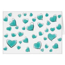 Niedlich Türkis Wasserfarbe Aquamarines Herzmuster