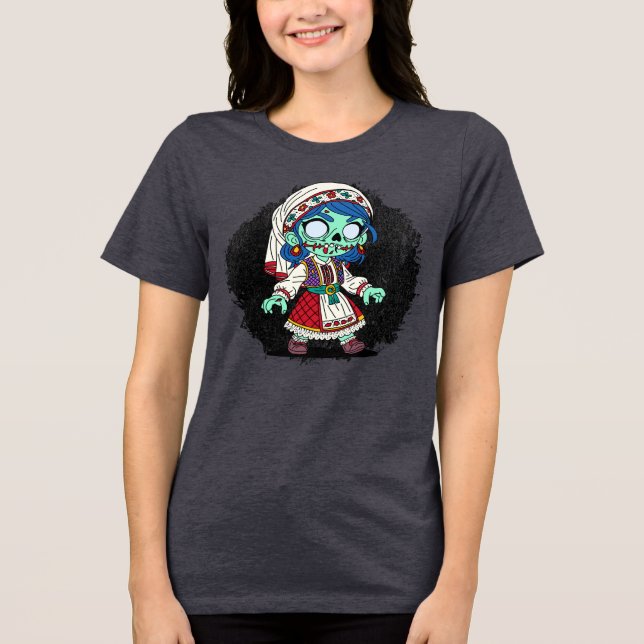 Niedlich türkisches Zombie Tri-Blend Shirt (Vorderseite)