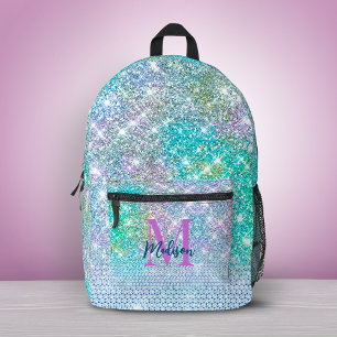 Niedlich Türkisfarbene Einhorn-Imitate Glitzer-Mon Bedruckter Rucksack