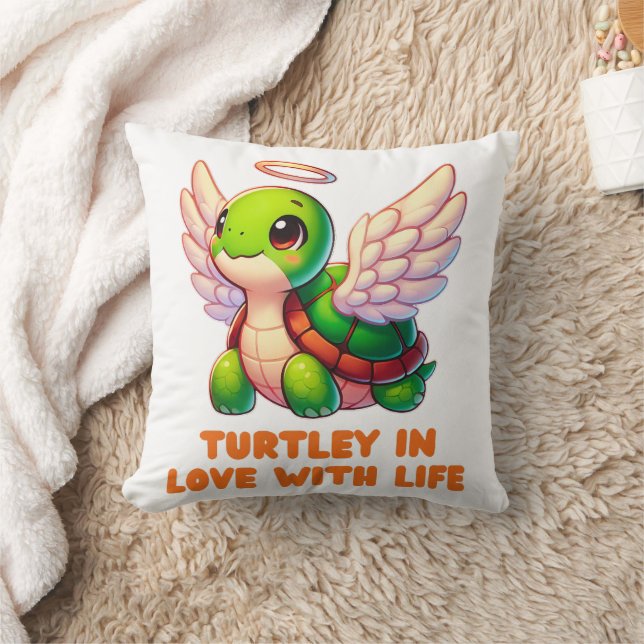 Niedlich Turtle Cartoon Angel Wings Halo Kissen (Decke)