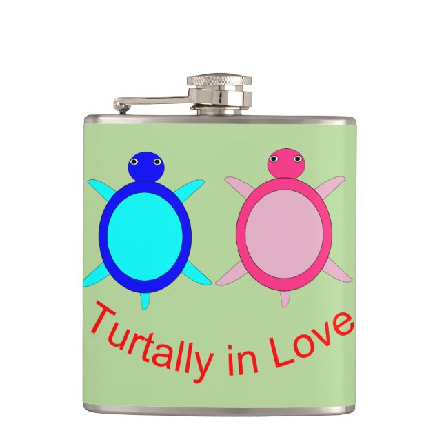 Niedlich Turtle Couple Flachmann (Vorderseite)