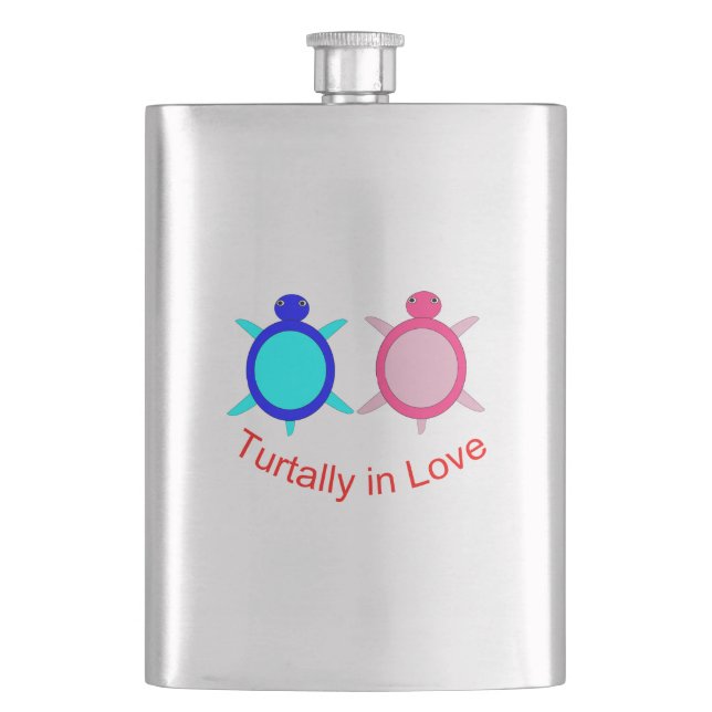 Niedlich Turtle Couple Flachmann (Vorderseite)