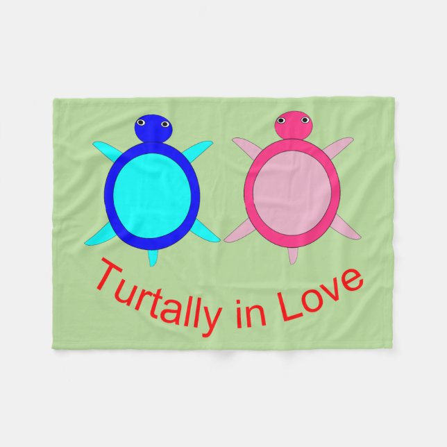 Niedlich Turtle Couple Fleecedecke (Vorderseite (Horizontal))
